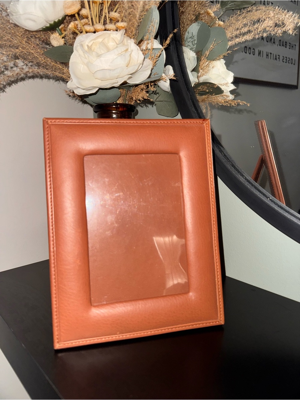 Vintage Coach Brown Leather Photo Frame